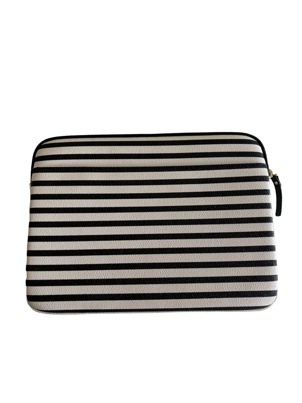 Kate Spade New York Black & White Striped Zipped Laptop Sleeve